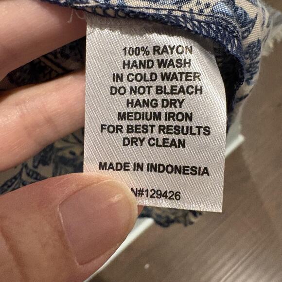 La Mer Luxe Shirt Dress Womens Small Blue Floral Button Up Pockets Rayon Boho - Picture 14 of 15